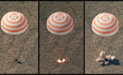 Soyuz retro rockets firing during landing