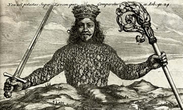 Naslovnica knjige Leviathan (avtor Abraham Bosse, 1651)